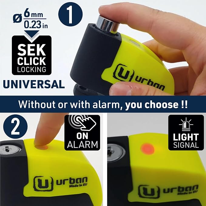 URBAN UR6 Hi-Tech Motorcycle Disc Lock with Smart Alarm | Best Value | 120dB, LED, Warning, A+ Sensitivity, Truly Waterproof, Long-Life CR2 Battery, Carried Locked, Bike Anti Theft Wheel Brake Locks - Image 5