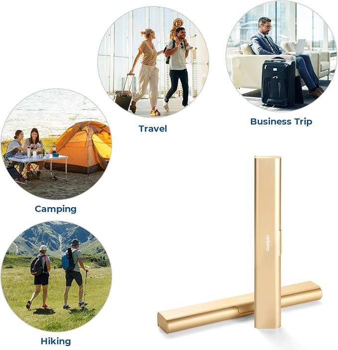 Aluminum Toothbrush Travel Case, Portable Travel Toothbrush Holder, Durable Manual Toothbrush Box Container for Traveling, Bathroom, Camping, Business Trip-Gold - Image 8
