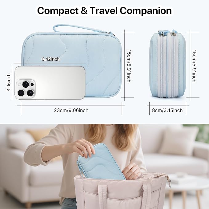 Skycase Tech Pouch - Lightweight Electronics Organizer Travel Case - Double Layers Cable Organizer - All-in-One Storage Bag for Charger, Cord, Phone, Flash Drive, Essentials - XL - Image 4