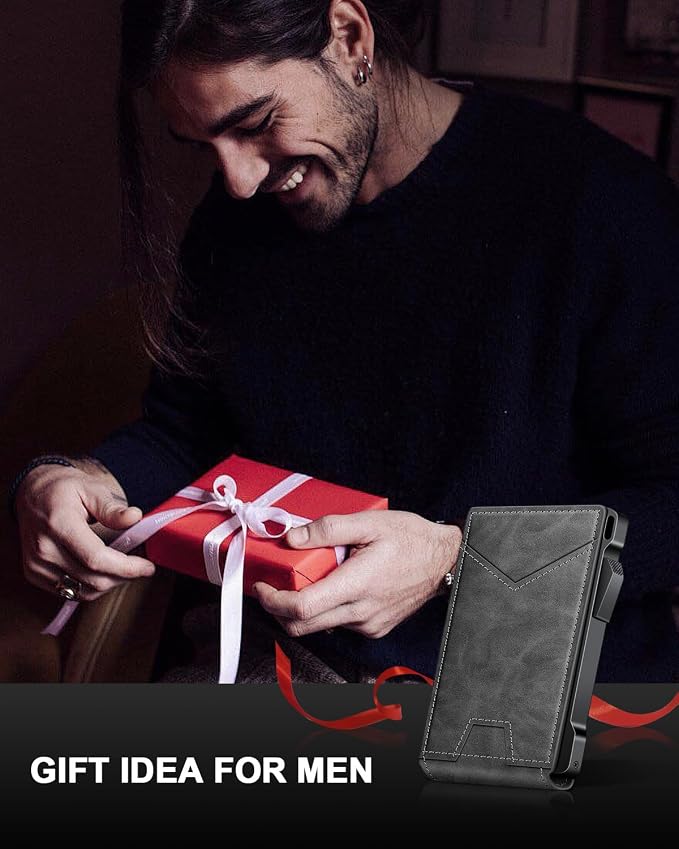 Wallet for Men RFID Wallet with 2 ID Windows & Money Clip, Slim Pop Up Card Holder for 10-12 Cards, Bifold Minimalist Smart Wallet for Front Pocket, Compact Metal Credit Card Holder, Gifts for Men - Image 8
