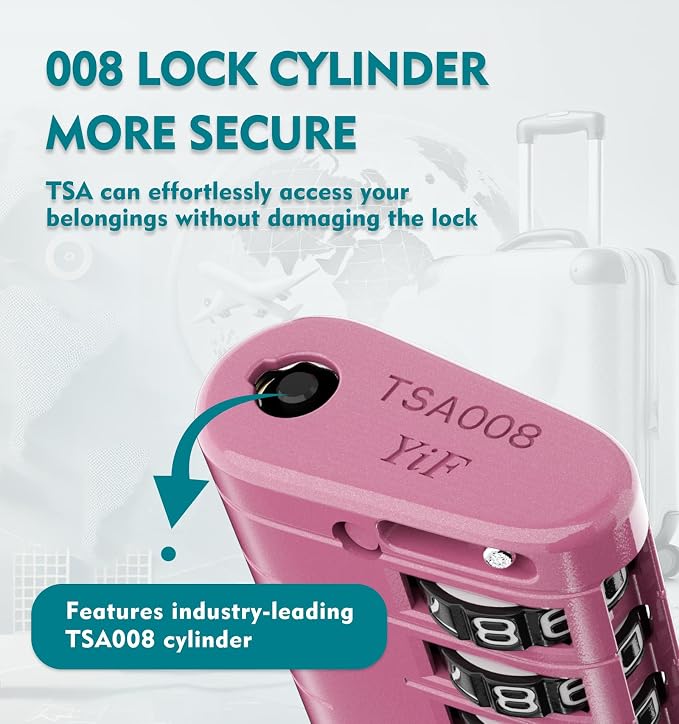 ANVIL TSA Approved Luggage Locks with Search Alert Indicator, 4-Digit Combination Suitcase Lock, Advanced TSA008 Core Heavy Duty Anti-Theft Travel Lock for Double Zippers, Backpacks - Image 2