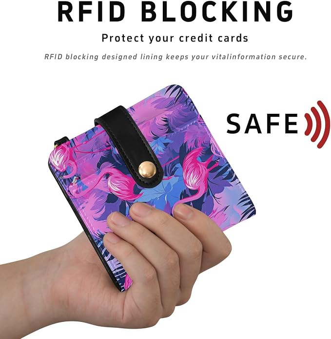Pink Flamingo Women's Wallets RFID Blocking,Credit Card Holder Bifold Wallet,Slim Card Cases,PU Leather Travel Wallet for men Girls - Image 4
