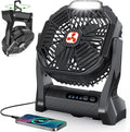 Portable Rechargeable Fan, 20000mAh Cordless Battery Powered Camping Fans | with LED Lantern Operated Outdoor Ventiladores for Travel Tent Camp Fishing Office Home Essentials Black by Unknown