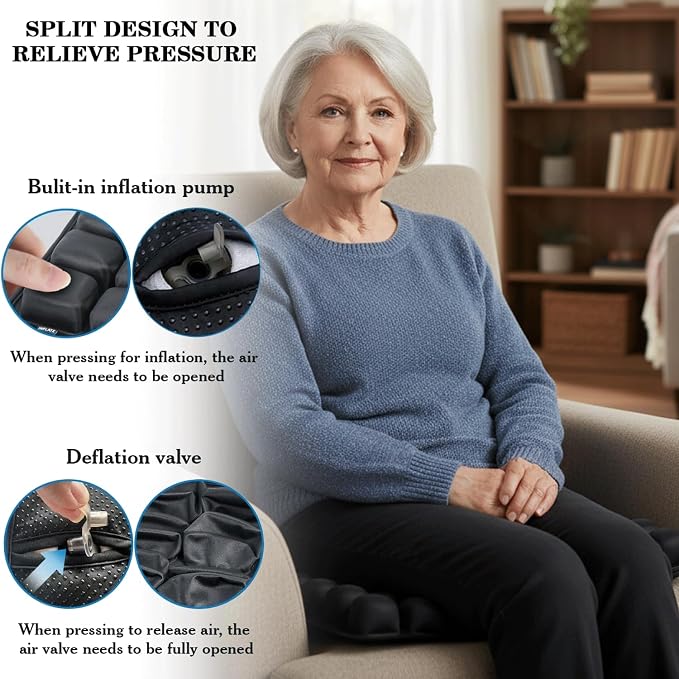 Inflatable Travel Cushion & Neck Pillow – Airplane Seat Cushion with 3D Air Cell, Chair Cushion for Office, Non-Slip Waterproof Pad, Wheelchair, Flight Seat Cushion, Travelling Cushion - Image 6