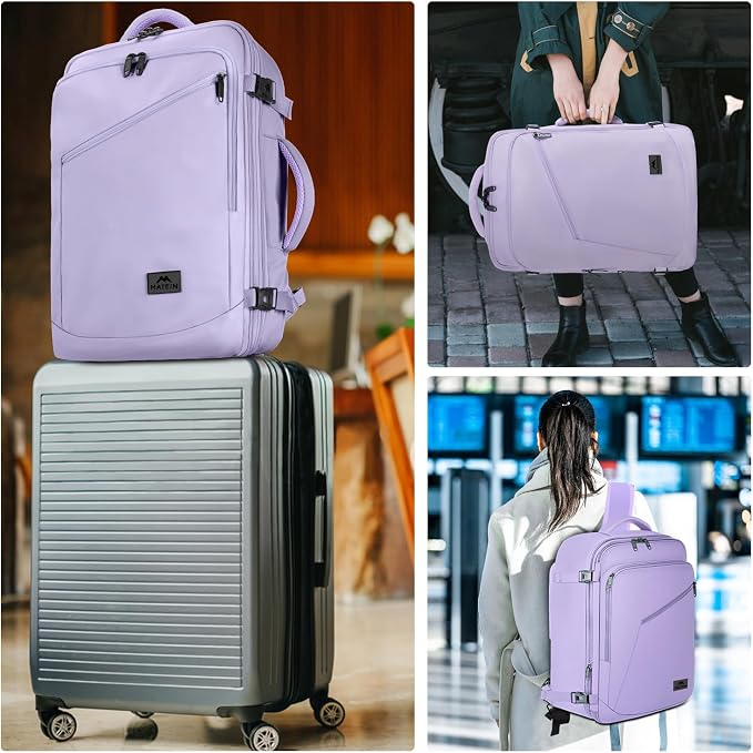 MATEIN Extra Large Travel Backpack for Women, Expandable Carryon Daypack | Personal Item Size, Adjustable Shoulder Strap, Airline Approved, For Travelling Hiking Camping Gym, Cute Gifts, Light Purple - Image 7
