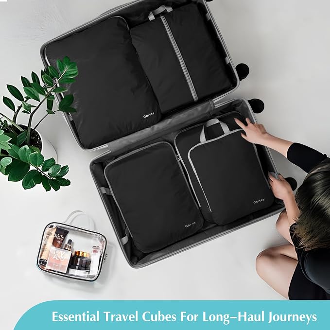 Gonex 6-Piece Compression Packing Cubes with Shoe Bag | Expandable Design, TSA-Approved Toiletry Bag, Ripstop Fabric, Double-Zip Compression, Carry-On Friendly - Image 9