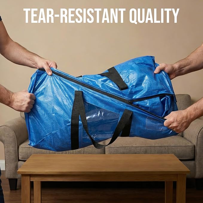 TAILI 10 Pack Blue Extra Large Moving Bags,Storage Bag with Visible Window | 93L Heavy Duty Totes For Storage,Wrap Around Handles,Alternative to Moving Boxes, College Dorm,Perfect for Moving - Image 7