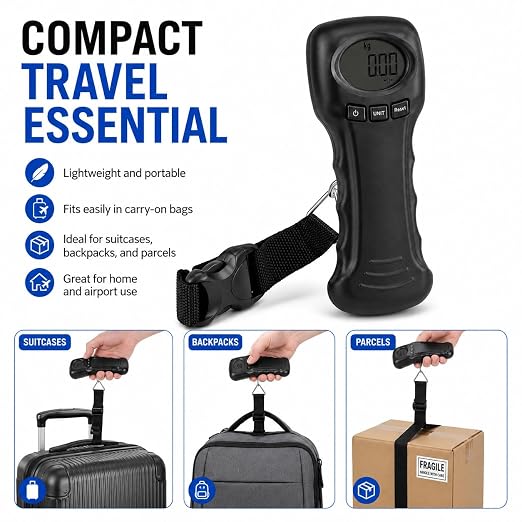 Digital Luggage Scale 50kg 110lb ABS Portable Travel Baggage Scale Anti Slip Handle Auto Lock LCD Display Hanging Luggage Scale with Manual for Travel Suitcase Airport - Image 6
