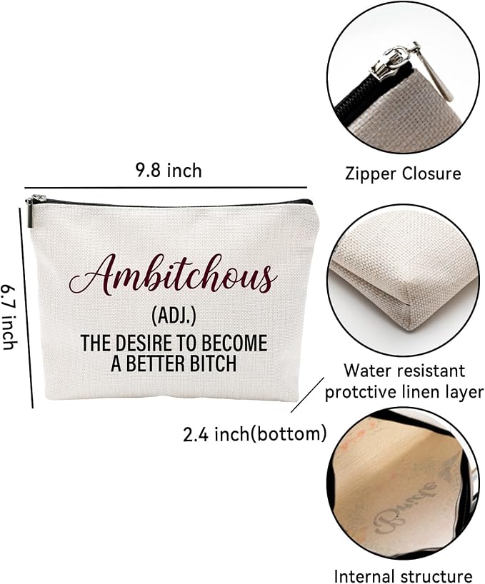 ZUYUROU Funny Makeup Bag, Double-Sided Canvas Cosmetic Pouch with Zipper, Travel Toiletry Organizer for Everyday Carry, Gag Gift for Women Coworkers and Friends - Image 3