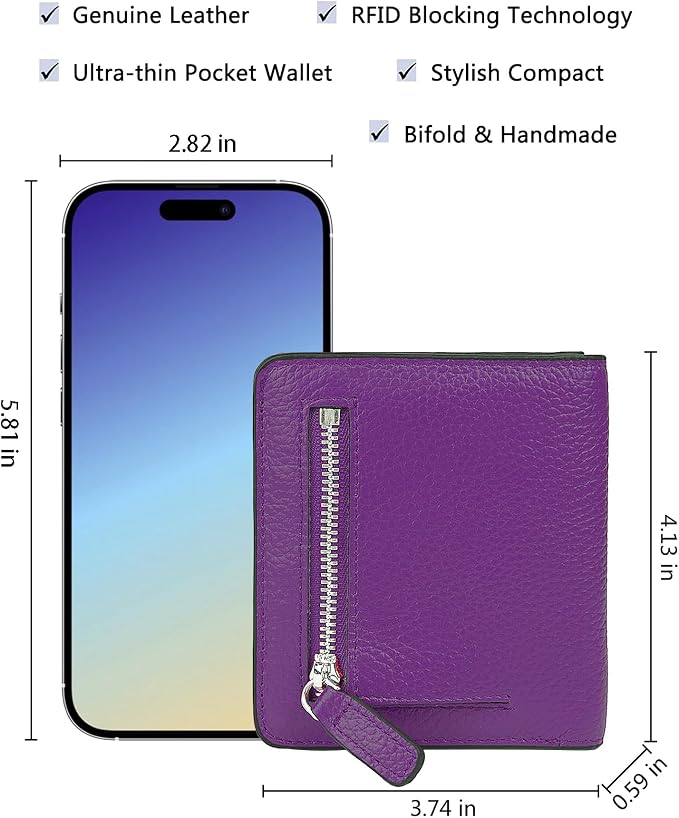 Small Leather Wallet for Women, Ladies Credit Card Holder RFID Blocking Women's Mini Bifold Pocket Purse - Image 5