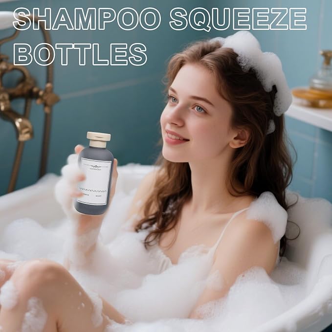 ASEVAT 6.7oz Refillable Plastic Travel Shampoo Bottles, Empty Travel Shampoo and Conditioner Bottles Reusable, Travel Size Shampoo Bottle, Hand Soap Dispenser for Vacation,Gym, Home(Grey) - Image 3