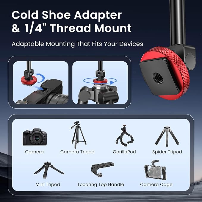 Itramax Magnetic Cold Shoe Camera Phone Mount for Magsafe Tripod Holder | 1/4 Thread Hole iPhone Mount for Apple Air 17 Pro Max 16 15 14 13 12,Samsung,Canon Nikon Sony DSLR,360° Rotation Photography - Image 5