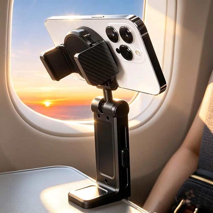 Airplane Travel Essentials Phone Holder for Desk,Magnetic Phone Holder with Clip, 360° Rotation, Travel Essential Mount for Airplane for Airplane, Travel Must Haves Phone Stand for Desk, Tray Table by XIYIASUN