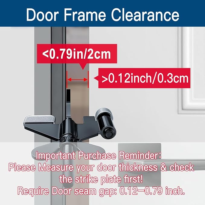 1 Pack Adjustable Portable Door Lock, Hotel Door Locks for Travelers, Prevent Unauthorized Entry, Door Stoppers Security for Travel Bedrooms Apartment Airbnb Dorm, with Silicone Caps - Image 2
