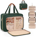 Toiletry Bag for Women, Hanging Travel Toiletry Bag with Jewelry Organizer Compartment Large Makeup Bag, PVC Waterproof Cosmetic Travel Bag Trips Camping Bathroom, Dark Green by Wedama