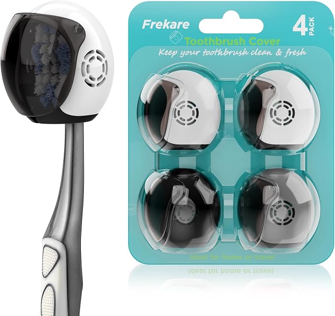 Frekare Toothbrush Covers Caps Brush Pod Case Protector For Travel 4 pack | Helemt Style Toothbrush Case Protector Fits Most Manual and Electric Tooth Brushes For Bathrooms Household by Frekare