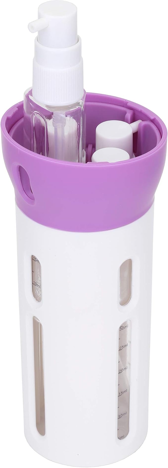 Travigo 4-in-1 Travel Dispenser Bottle, TSA Approved, Leak Proof, Four Reusable 1.4 oz. (40 mL) Toiletry Containers for Shampoo, Conditioner, Soap, Lotion, Skincare (Purple) - Image 6