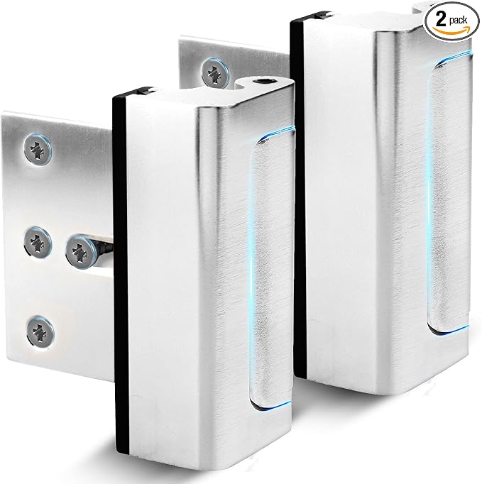 Door Reinforcement Lock (2-Pack) - DIY Nickel Home Security Door Lock for Front Door - Security Locks for Doors Inside | Child Proof Door Lock for Kids Safety - Withstand 800 LB of Force by DWELL%2BGOOD