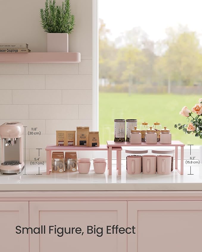 SONGMICS Cabinet Organizer Shelf, Set of 2 Spice Rack, Kitchen Storage | Kitchen Counter Storage Spice Rack, Particleboard, Steel, Jelly Pink, BYSTRO Collection UKCS025S01 - Image 7