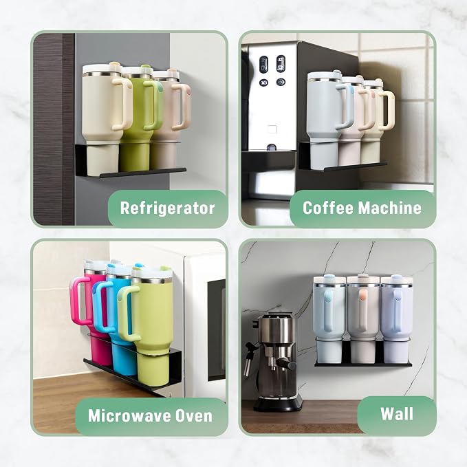 POLRAI 2 Pack Magnetic Stanley Cup Holder for Fridge, Water Bottle Organizer for Tumbler with Double Sided Tape Hold Stanley Cup Accessories for Kitchen Cabinet Wall - Image 7