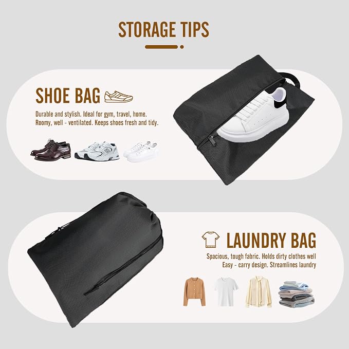 8 Set Compression Packing Cubes for Travel, Expandable Luggage Organizer with Shoe Bag & Laundry Bag - Lightweight Suitcase & Backpack Travel Essentials (Black) - Image 5