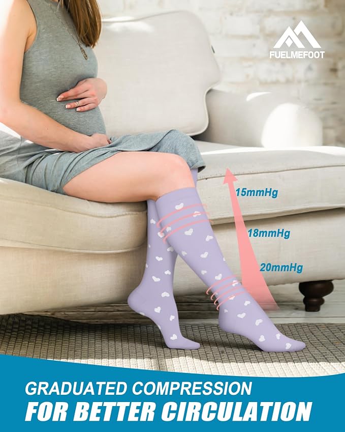 6 Pairs Compression Socks for Women & Men 15-20mmHg Knee High Socks | Graduated Compression Socks Supports Circulation, Ideal for Nurses Pregnancy, Travel, Flying, Running & Daily Wear - Image 4