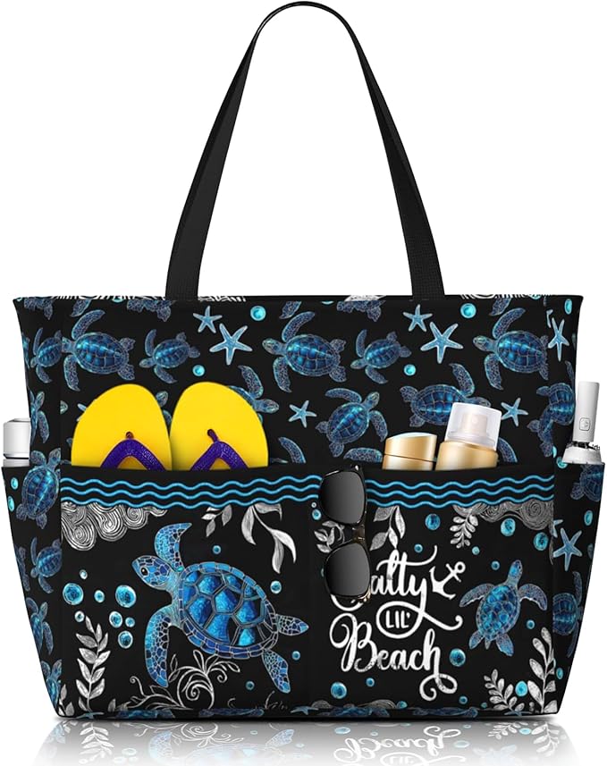 Beach Bag Tote Bags Waterproof Sandproof for Women Large Beach Tote Pool Bag Foldable with Zipper for Travel Weekend by MAHIPOCI