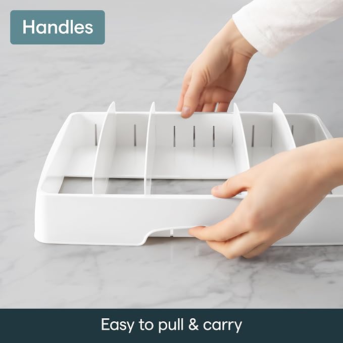 YouCopia StoraLid Food Container Lid Organizer for Kitchen Cabinet Storage with 5 Adjustable Dividers, 10.5''D × 13.4''W × 3.3''H, Large Classic Edition, White - Image 4