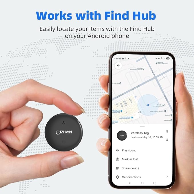2026 Upgraded Android Tracker Tags, Official Google Certified Smart Bluetooth Tracker, Compatible with Find Hub App(Not for iOS and Huawei), Air Tag for Android, Item Locator Key Finder/Luggage Tag - Image 3