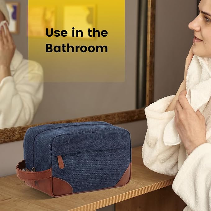 Vorspack Canvas Travel Toiletry Bag for Men, Large, Navy Blue | Water-Resistant Travel Bag for Toiletries, Large Capacity, Organized Compartment, Suitable for Shaving, Grooming, Accessories - Image 5