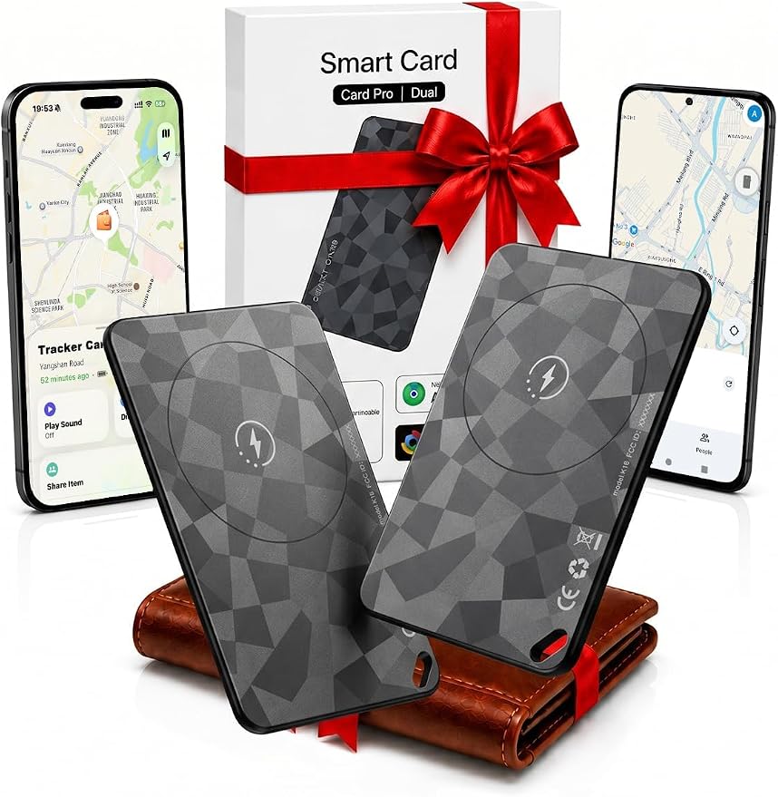 2 Pack Wallet Tracker Card (iOS and Android), 6-12 Years Battery Smart Card | Bluetooth Slim Tracing Card, Work with Apple Find My & Google Find Hub, Locator for Luggage, Passports, Keys, Backpack by NozlaID