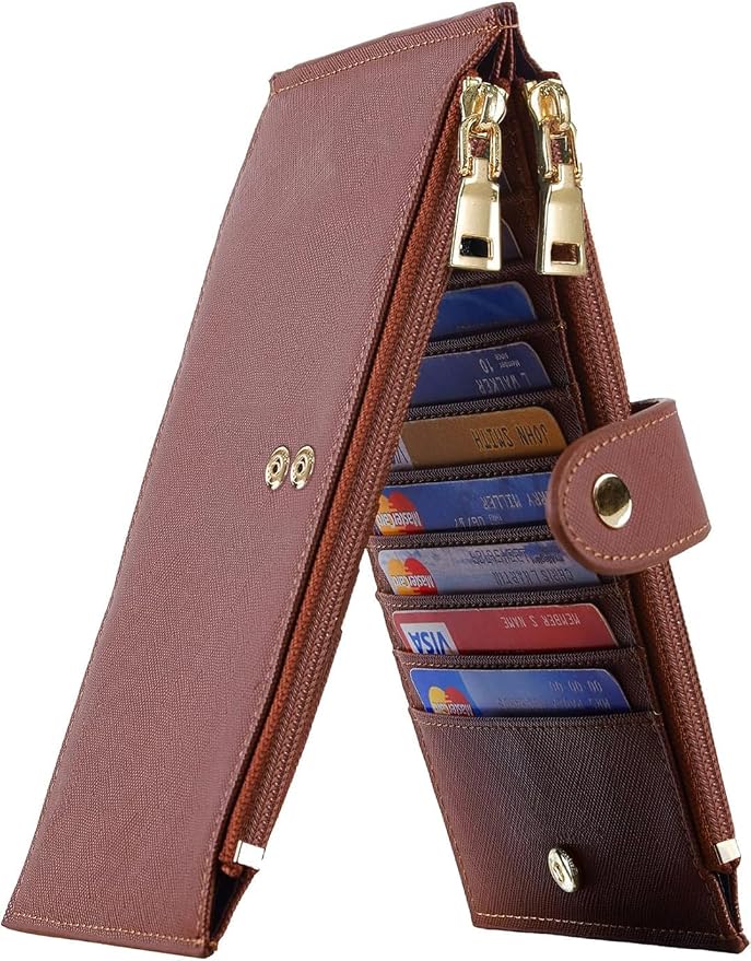 Travelambo RFID Wallet Women Large Size Bifold Multi Card Wallet Case with Zipper Pocke Credit Card Holder for Women by Travelambo