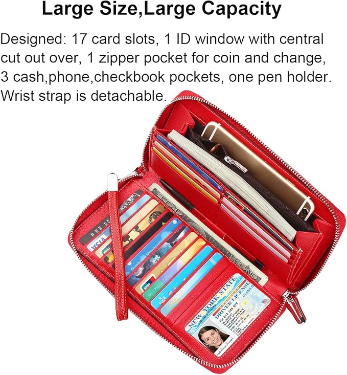 Small Compact Women Wallet RFID Blocking Genuine Leather Bifold Purse with ID Windows - Image 3