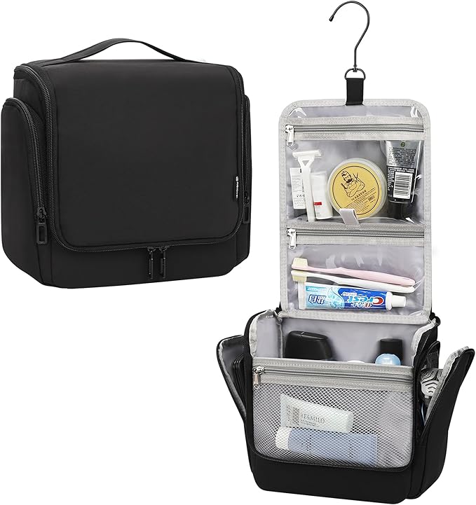 Relavel Hanging Toiletry Bag for Men and Women, Travel Toiletries Bag Water-resistant Large Makeup Cosmetic Organizer Storage, Shaving Dopp Kit Shower Bathroom Hygiene Bags, Carry-on Travel Essentials by Relavel