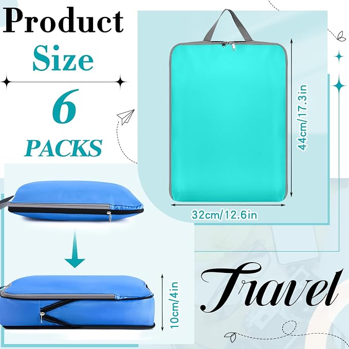 Hosuly 6 Pcs Large Ultralight Compression Packing Cubes for Travel 17.3 x 12.6'' XL Large Expandable Luggage Storage Organizers for Save Space Family Long Trips (Colorful) - Image 2