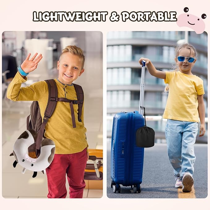 Cirorld Travel Pillow for Kids Adult Cute Neck Pillow for Traveling Memory Foam Airplane Pillow Sleep Mask Animal Flight Pillow Head Rest Neck Support for Cars Long Flights (Cow, 9-12 Y/O) - Image 7