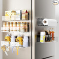 Mystozer Magnetic Spice Rack for Refrigerator, 4 Pack Magnetic Shelf and 1Pack Paper Towel Holder,Fridge Organizers and Storage Clear(5 Pack) by Mystozer