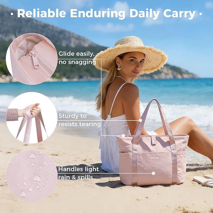 Ceneda Foldable Tote Bag for Women, Lightweight Work Bag with Dual Inner Cup Holders, Daily Handbag for Travel, Gym, Grocery | 40oz Tumbler Holder - Image 6