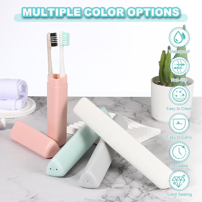 uxcell 2Pcs Travel Toothbrush Case, 8.27 x 1.38 Portable Travel Toothbrush Holder, Plastic Toothpaste Container for Bathroom, Gym, Business Trip, Camping, Pink - Image 4