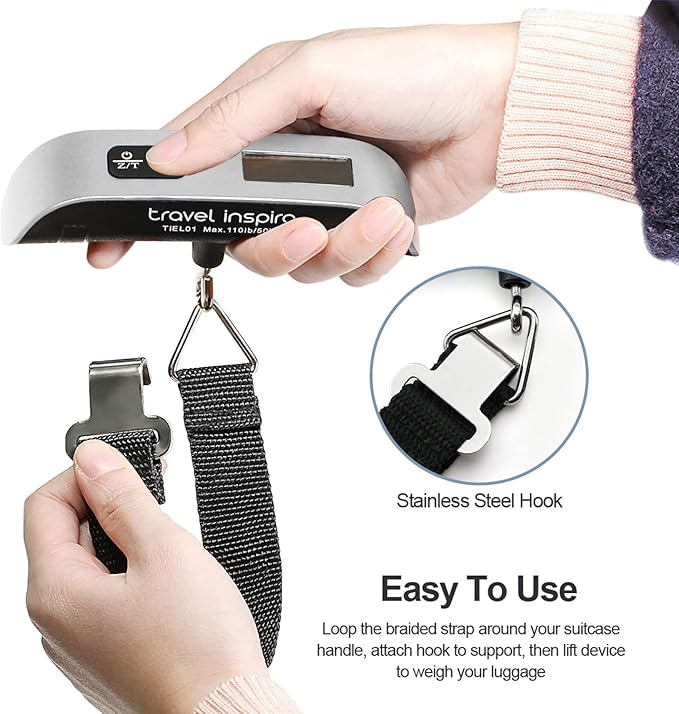 travel inspira RFID Blocking Travel Money Belt with Anti-Thief Zip - Slim Passport Holder and Digital Luggage Scale 110 Pounds, Battery Included - Image 4