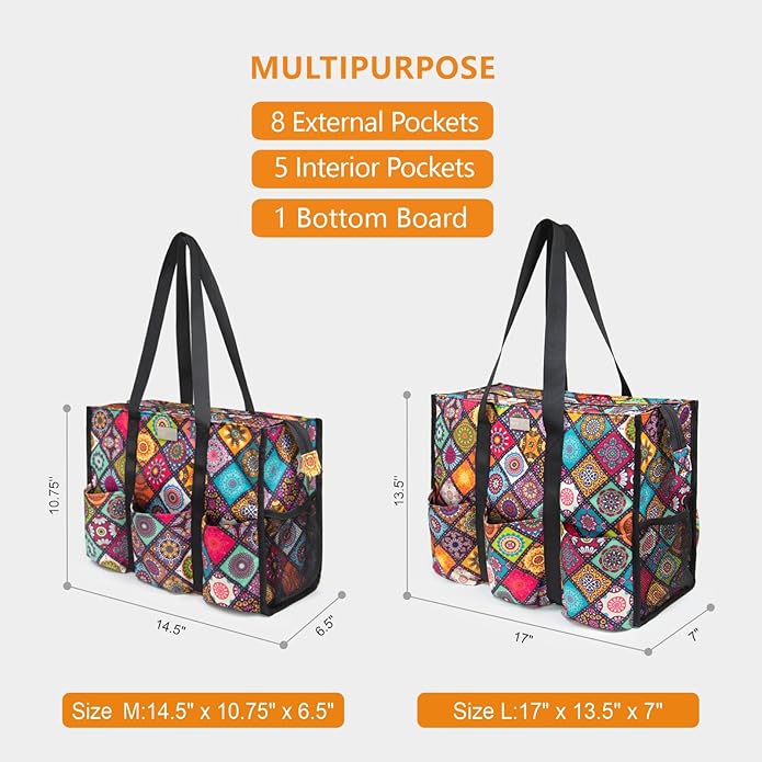 TOPDesign Utility Water Resistant Tote Bag with 13 Pockets, Top Zipper Closure & Thick Bottom Support, for Working Women - Image 2
