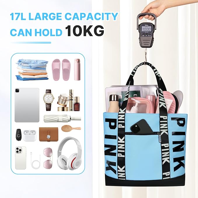 Boomistry Travel Tote Bag for Women, Large Waterproof Beach Bag for Daily | 17L Tote Bag with Zipper, Travel Handbags For Daily, College, Work, Shopping - Image 5