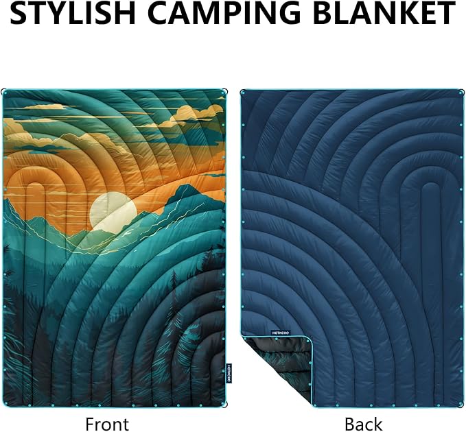 Puffy Camping Blanket,Large Camp Blanket Outdoor Camping Quilt Waterproof | Lightweight Printed Warm Packable Down Alternative Blanket for Camping,Traveling, Stadium, Hiking, Picnics - Image 3