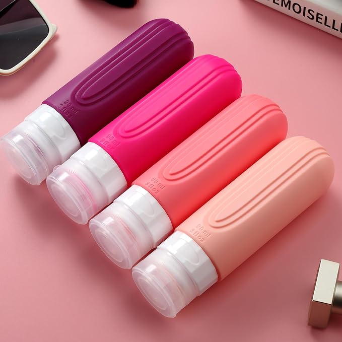 Mrsdry Travel Bottles for Toiletries, Tsa Approved 3oz Travel Size Containers BPA Free Leak Proof Refillable Liquid Silicone Squeezable Travel Accessories for Shampoo Conditioner Lotion (4 Pack) - Image 6