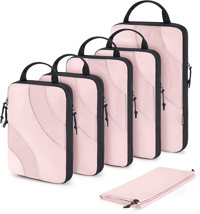 BAGSMART Compression Packing Cubes for Travel | Lightweight suitcase organizers bag set, space-saving double zipper expansion for carry-on luggage & travel organization by BAGSMART