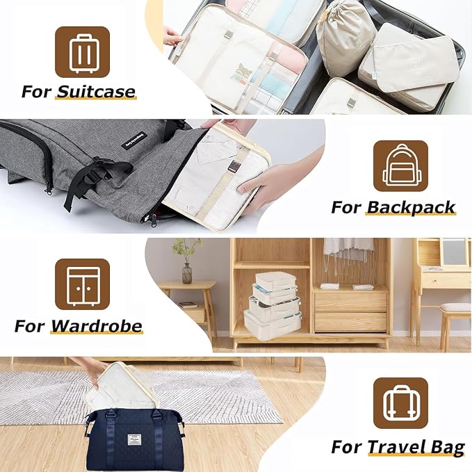 LANSKLBD 6/8 Set Packing Cubes for Suitcases Travel Luggage Packing Organizers,Travel Accessories Essentials Luggage Organizer with Shoe/Tioletry/Laundry Bag (Beige, 8 set) - Image 5