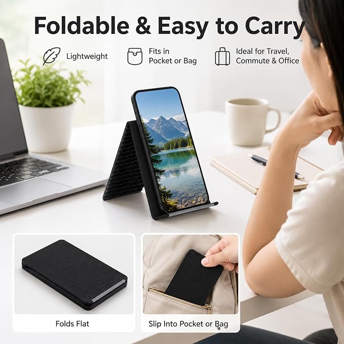 2026 Airplane Phone Holder,Flexible Silicone Phone Holder,360 Foldable Silicone Phone Holder,Flexible Phone Stand,Adjustable Foldable Holder For Phones Tablets Laptops, Portable Tablet Stand(BLACK) - Image 6