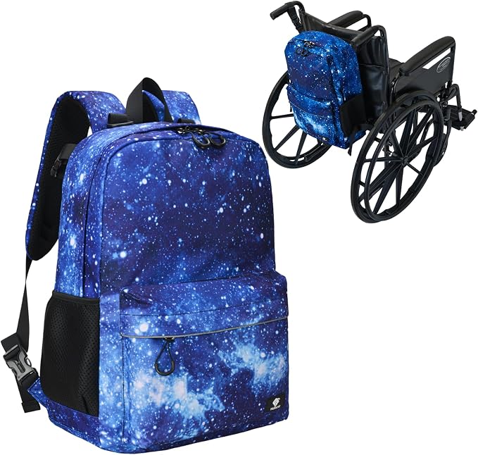 Fenrici Adaptive Backpack for Girls, Boys for All Abilities and Ages; Wheelchair Backpack with Adaptive Design; Perfect for Travel, School, and Everyday Adventure, Blue Galaxy by FENRICI