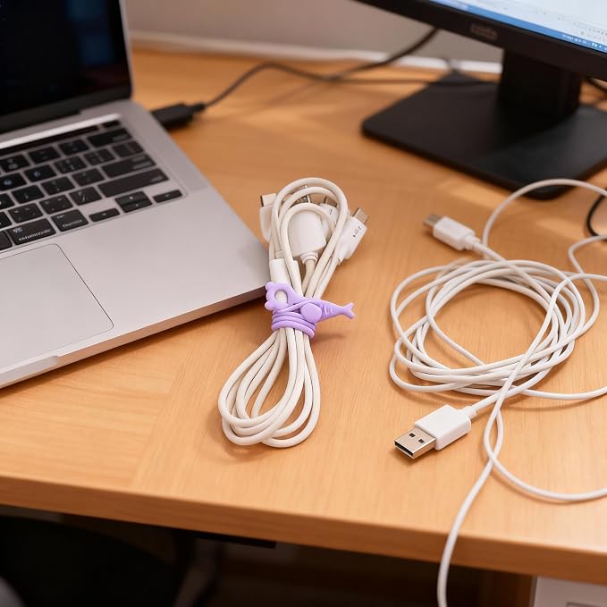 28 Pcs Silicone Cable Ties Reusable, Cable Cord Organizer Straps | 4 Color Cable Straps for Charging Wire, Computer Cords - Image 3