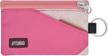 RFID Blocking Travel Wallet with Adjustable Lanyard, Small Nylon Zipper Pouch and Badge Holder for ID, Credit Cards, Cash, Keys, Commuters (Pink+Almond) by APTENSKO